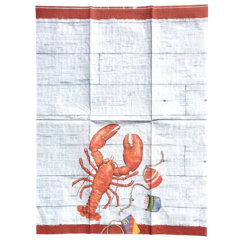 Nantucket Two (2) Fresh Red Lobster Decoupage Guest Towel Napkins (3834)